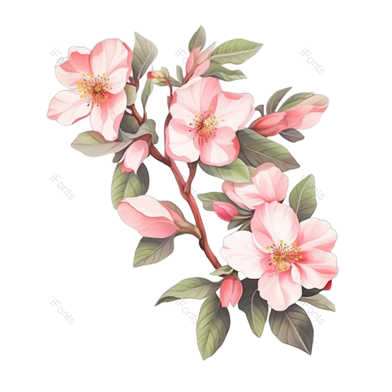 叶子图片,唯美元素,手绘花朵PNG,鲜花免抠素材